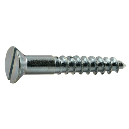 Midwest Fastener Wood Screw, #10, 1-1/4 in, Zinc Plated Steel Flat Head Slotted Drive, 45 PK 61283
